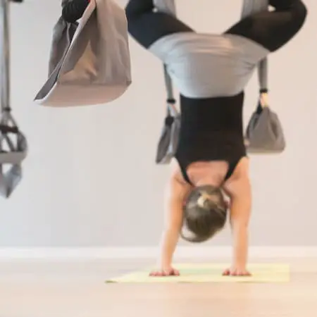 Areal yoga practice at yoga studio