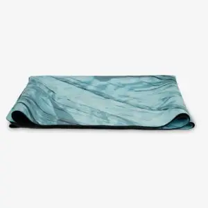 folded microfiber suede yoga mat blue marble yogigo