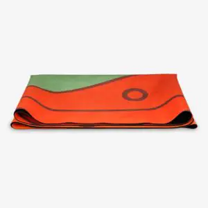 folded microfiber suede yoga mat red green waves yogigo