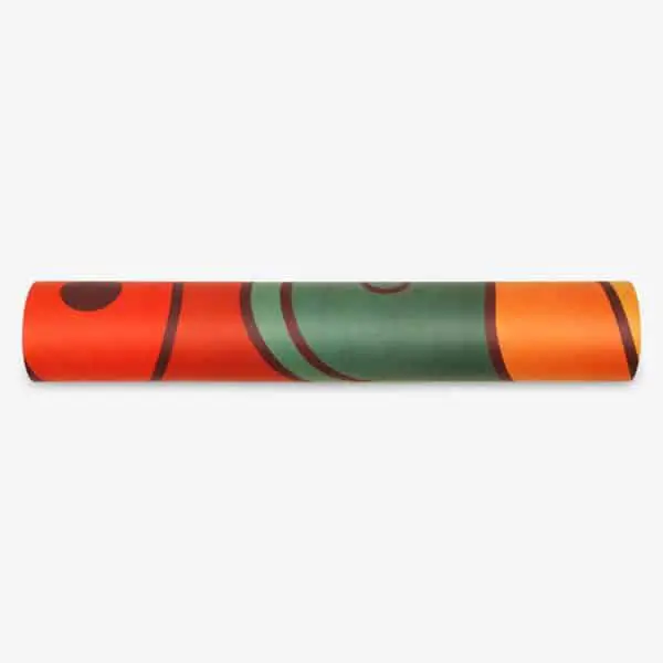 rolled suede microfiber yoga mat red green orange waves yogigo