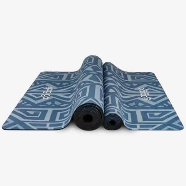 suede microfiber travel and regular yoga mat towel blue mosaic yogigo