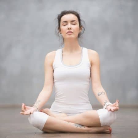 Padmasana, Lotus position, in mindfulness meditation practice