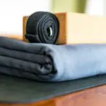yoga mat, yoga blanket, yoga strap and yoga block